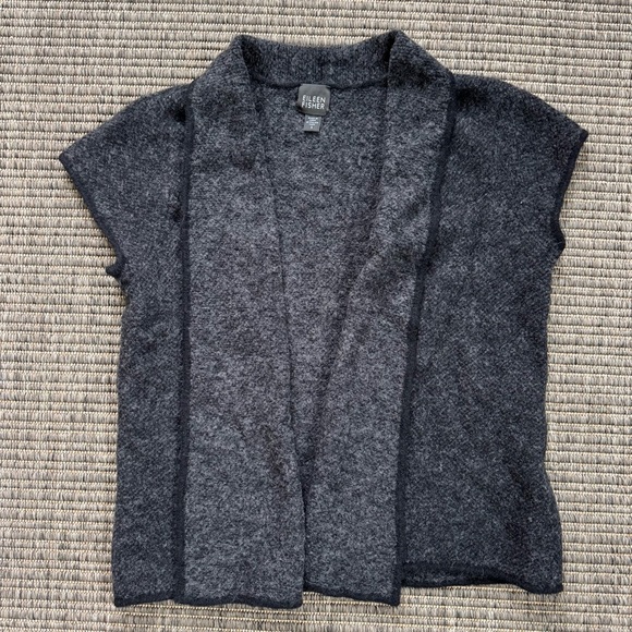 Eileen Fisher Gray Cardigan Sweater Vest Alpaca, Merino, Nylon Blend - Picture 1 of 3